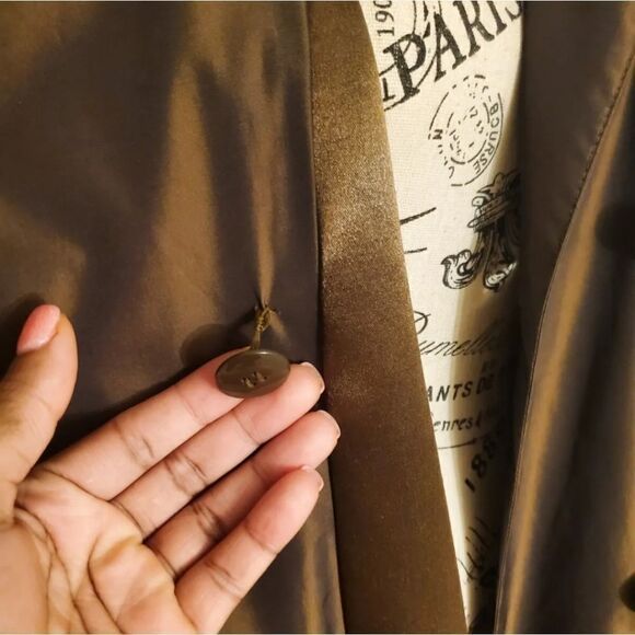 Vtg Gallery Water Repellent Accordian Plated Neckline Stylish Raincoat - Picture 6 of 13